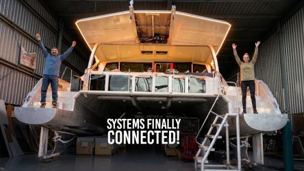 CONNECTING THE WHOLE BOAT! Aluminum Catamaran Build Pt. 84